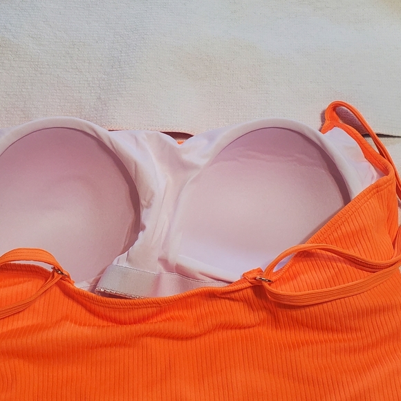Eomenie Bright Orange Ribbed Tankini With Tummy Control. NWT Sz L - Picture 8 of 9